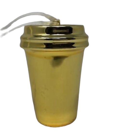 2012 Starbucks Shiny Metallic GOLD Ceramic Christmas Ornament Coffee Tumbler - Picture 5 of 6